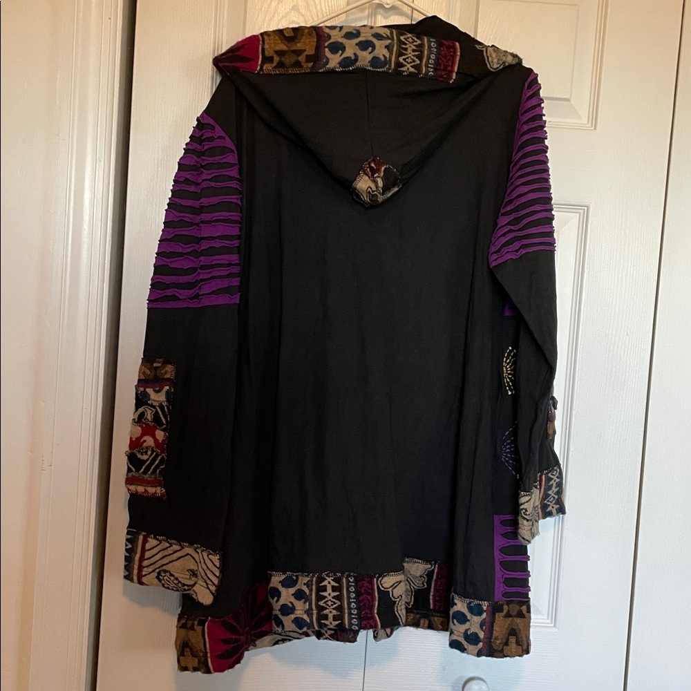 Rising International 2XL Purple/Black Hooded full zip Cardigan jacket tribal - Picture 8 of 11